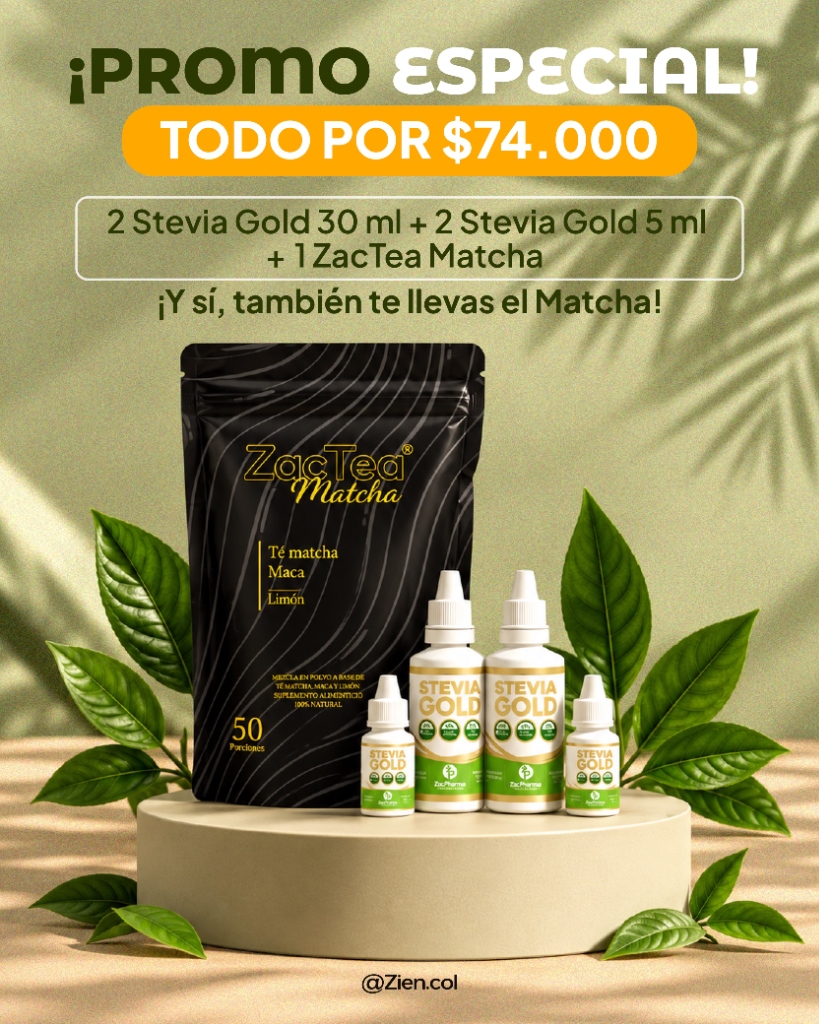 Promo Especial 2 Stevia 30ml + 2 Stevia 5ml + 1 ZacTea Matcha